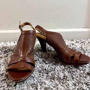 Brown Faux Leather Sandals
